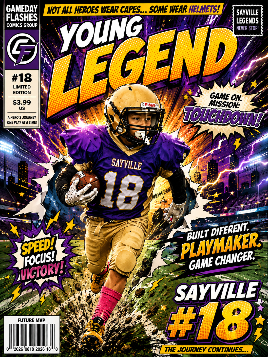 Young Legend comic book cover featuring Sayville number 18